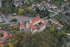 Die Burg Gnandstein aus der Luft